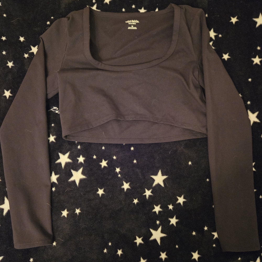 wild fable Black Long Sleeve Crop Top